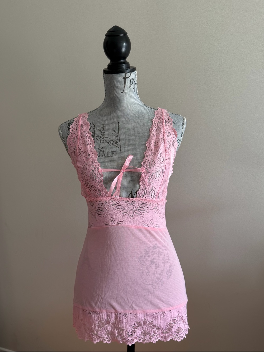 Vintage Wet Seal Y2K Pink Lace Lingerie Mini Dress Size S
